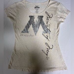 HARRY POTTER UNIVERSITY OF MAGIC LADIES CREAM LIGHT WEIGHT FABRIC SIZE XL TOP
